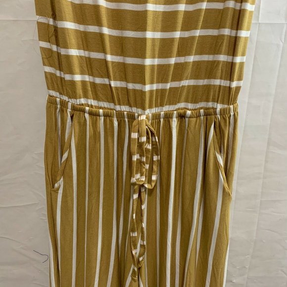 Zenana Outfitters Womens NWT Striped Jumpsuit in Yellow - Picture 3 of 3